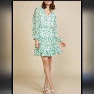 Gianni Bini White and Green Patterned Mini Skirt